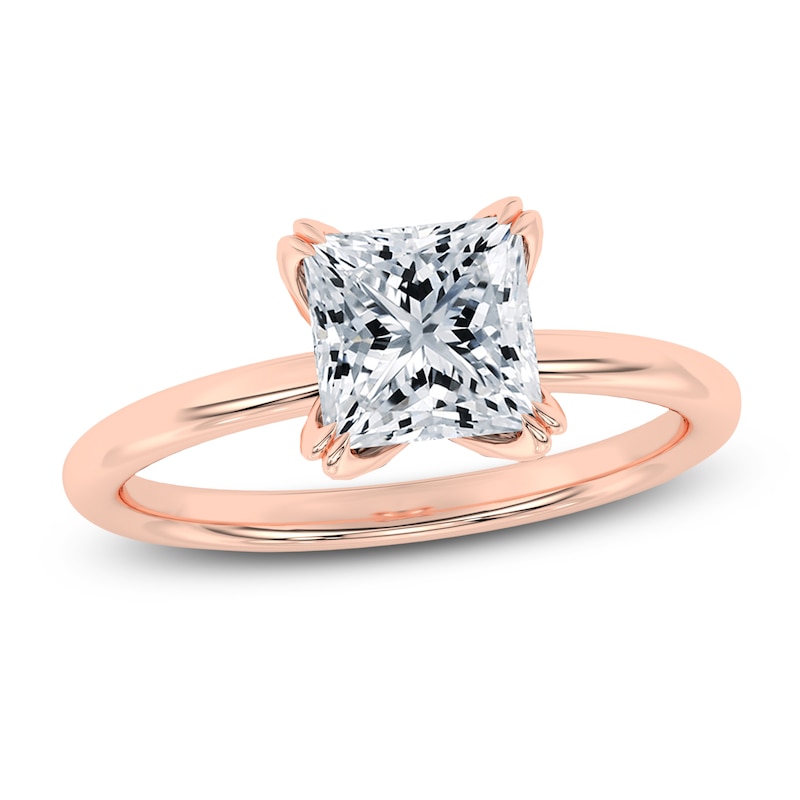 Main Image 1 of Princess-Cut Diamond Solitaire Engagement Ring 2 ct tw 14K Rose Gold (I2/I)