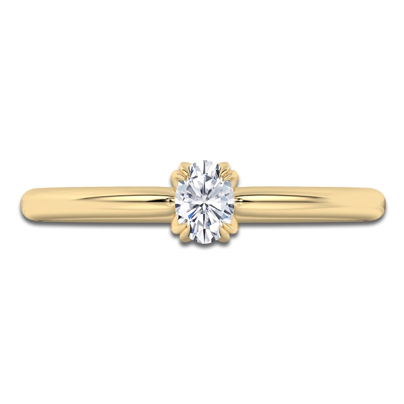 Main Image 3 of Certified Oval-Cut Diamond Solitaire Engagement Ring 1/4 ct tw 14K Yellow Gold (I1/I)