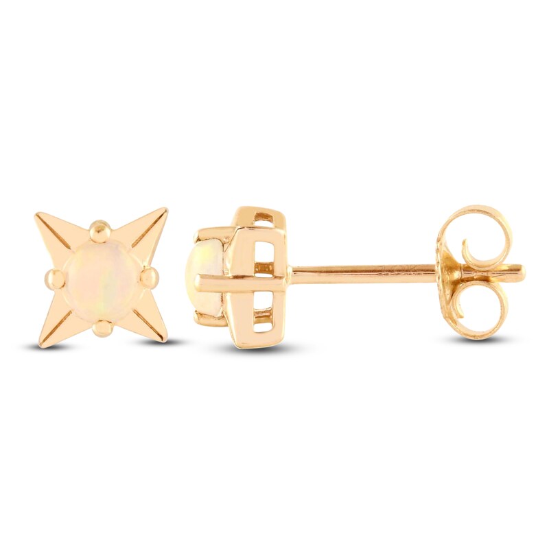Main Image 2 of Natural Opal Star Stud Earrings 10K Yellow Gold