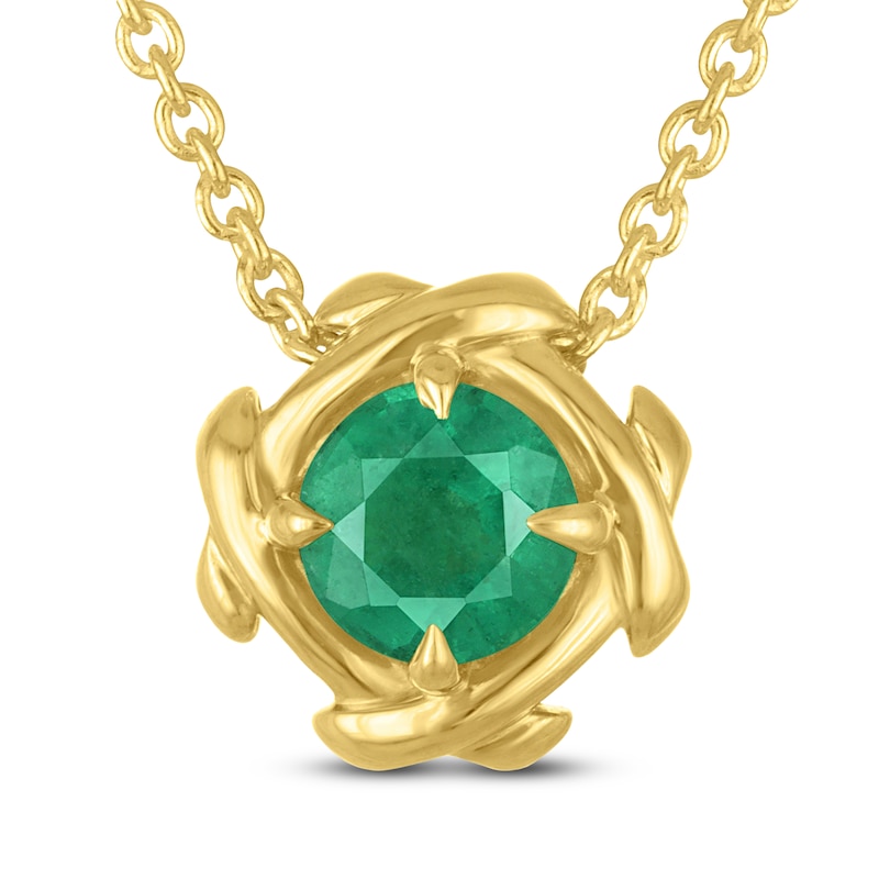Main Image 1 of Unspoken Natural Emerald Solitaire Necklace 14K Yellow Gold 18"