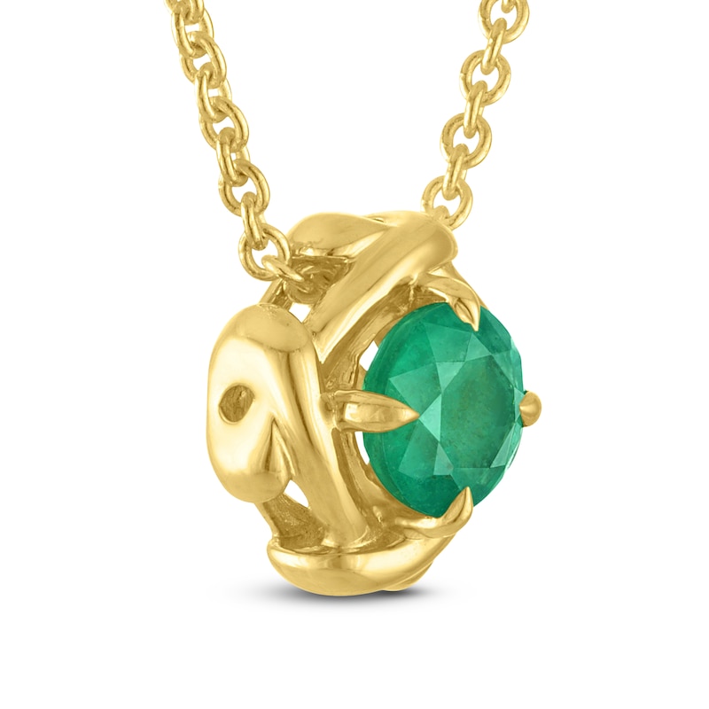 Main Image 2 of Unspoken Natural Emerald Solitaire Necklace 14K Yellow Gold 18"