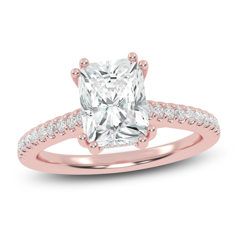 Main Image 1 of Radiant-Cut Lab-Grown Diamond Engagement Ring 1-3/4 ct tw 14K Rose Gold