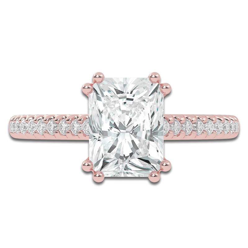 Main Image 3 of Radiant-Cut Lab-Grown Diamond Engagement Ring 1-3/4 ct tw 14K Rose Gold