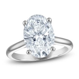Oval-Cut Lab-Grown Diamond Solitaire Plus Engagement Ring 4 ct tw Platinum (VS2/F)