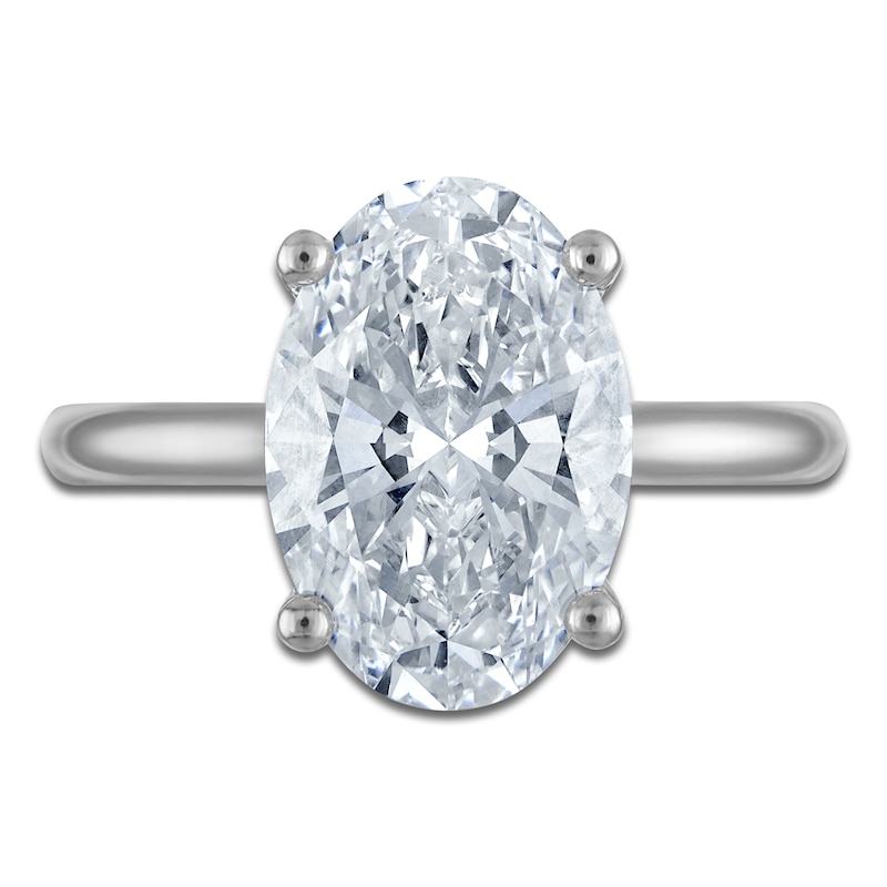 Main Image 3 of Oval-Cut Lab-Grown Diamond Solitaire Plus Engagement Ring 4 ct tw Platinum (VS2/F)