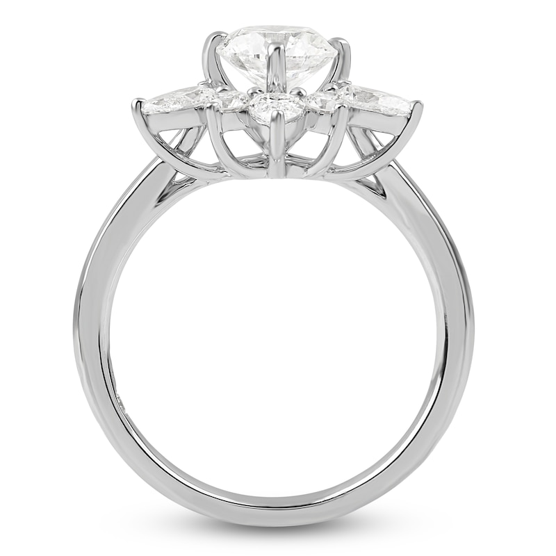 Main Image 2 of Storied Diamond Desert Sands of Eternity Round-Cut Half Halo Engagement Ring 1-5/8 ct tw 18K White Gold