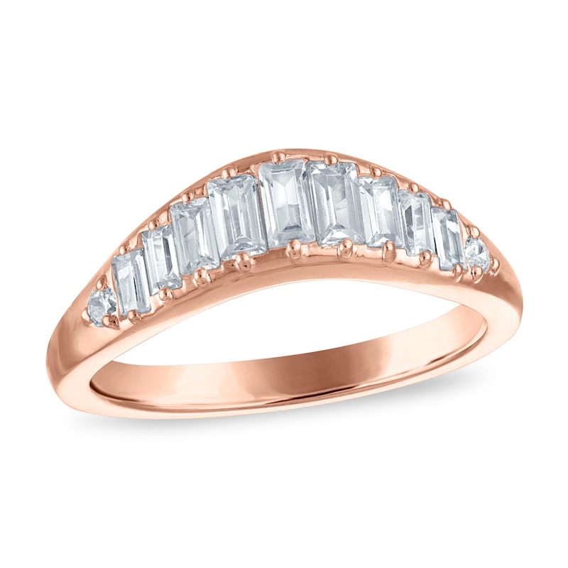 Main Image 1 of Vera Wang VOW Baguette & Round-Cut Lab-Grown Diamond Wedding Band 5/8 ct tw 14K Rose Gold