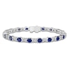 Thumbnail Image 1 of Oval-Cut Blue Lab-Created Sapphire & Round-Cut White Lab-Created Sapphire Bracelet Sterling Silver 7.25"
