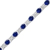 Thumbnail Image 2 of Oval-Cut Blue Lab-Created Sapphire & Round-Cut White Lab-Created Sapphire Bracelet Sterling Silver 7.25"