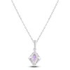 Thumbnail Image 3 of Oval-Cut Natural Amethyst & Diamond Frame Ring 1/10 ct tw 14K White Gold 18"