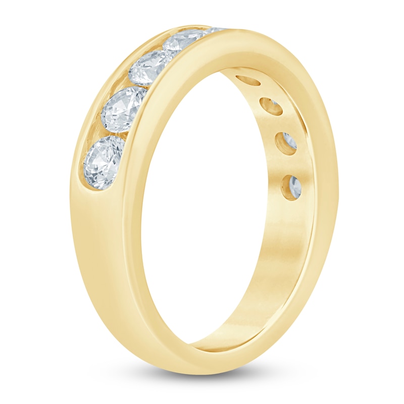 Main Image 2 of Lab-Grown Diamond Channel Wedding Band 1-1/2 ct tw 14K Yellow Gold