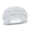 Thumbnail Image 1 of Round, Emerald & Baguette-Cut Lab-Grown Diamond Multi-Row Anniversary Ring 4 ct tw 14K White Gold