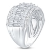 Thumbnail Image 2 of Round, Emerald & Baguette-Cut Lab-Grown Diamond Multi-Row Anniversary Ring 4 ct tw 14K White Gold