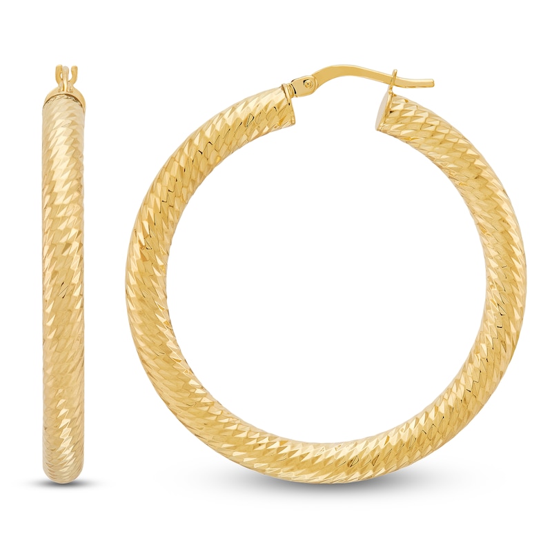 Main Image 1 of Diamond-Cut Hoop Earrings 10K Yellow Gold 30mm