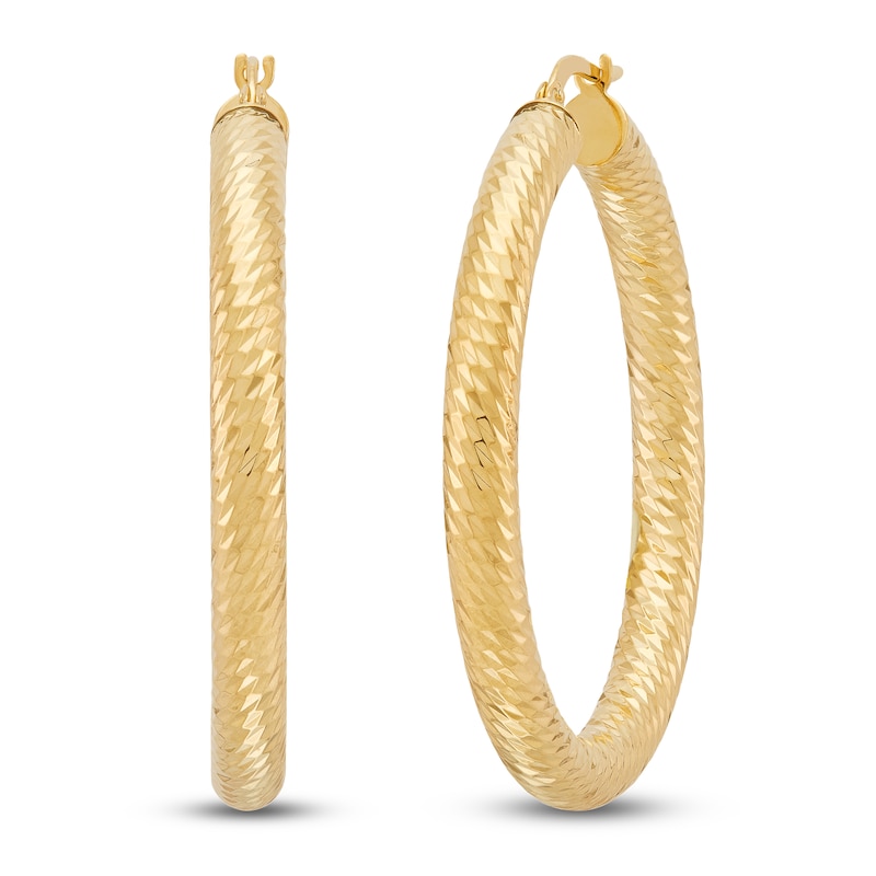 Main Image 2 of Diamond-Cut Hoop Earrings 10K Yellow Gold 30mm