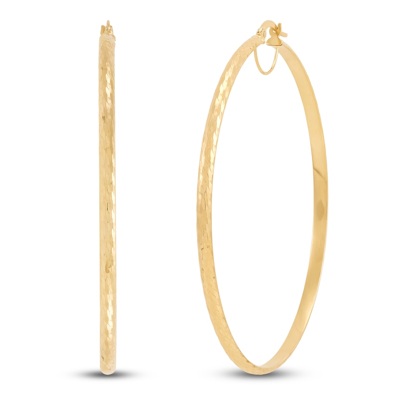 Main Image 2 of Diamond-Cut Hoop Earrings 10K Yellow Gold 60mm