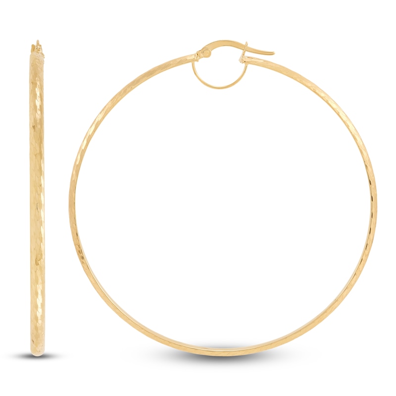 Main Image 3 of Diamond-Cut Hoop Earrings 10K Yellow Gold 60mm