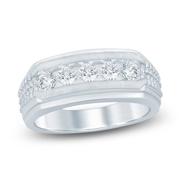 Men's Lab-Grown Diamond Five-Stone Ring 1 ct tw 14K White Gold