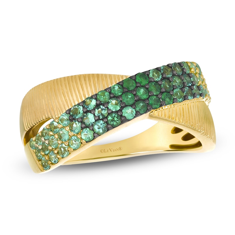 Main Image 1 of Le Vian Emerald Ombré Crossover Ring 14K Honey Gold