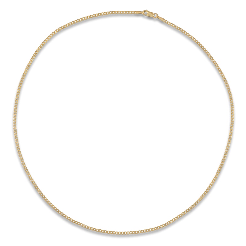 Main Image 1 of Diamond-Cut Curb Chain 2mm Solid 10K Yellow Gold 20"