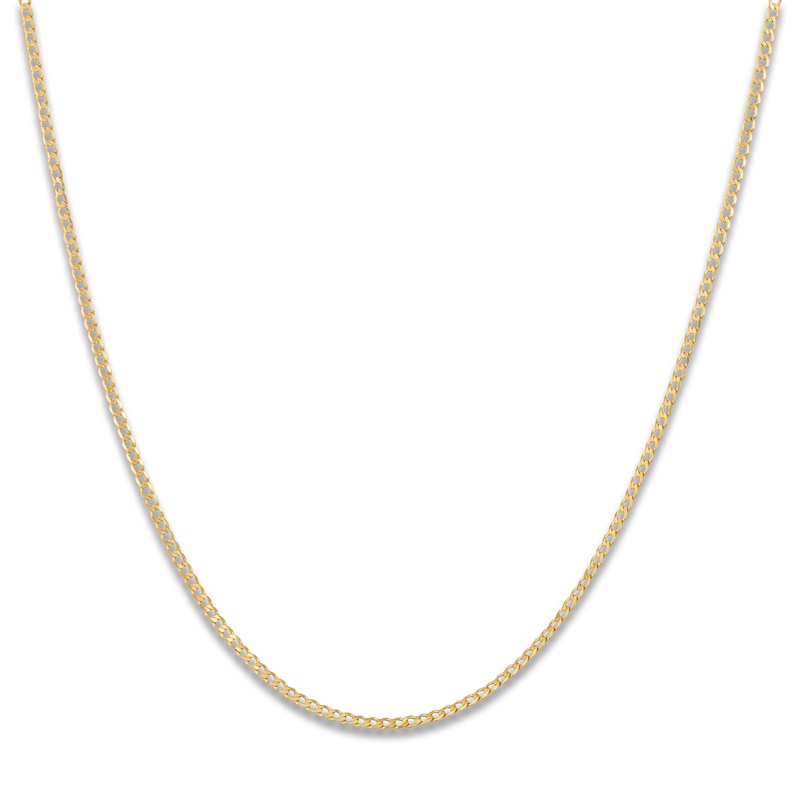 Main Image 2 of Diamond-Cut Curb Chain 2mm Solid 10K Yellow Gold 20"