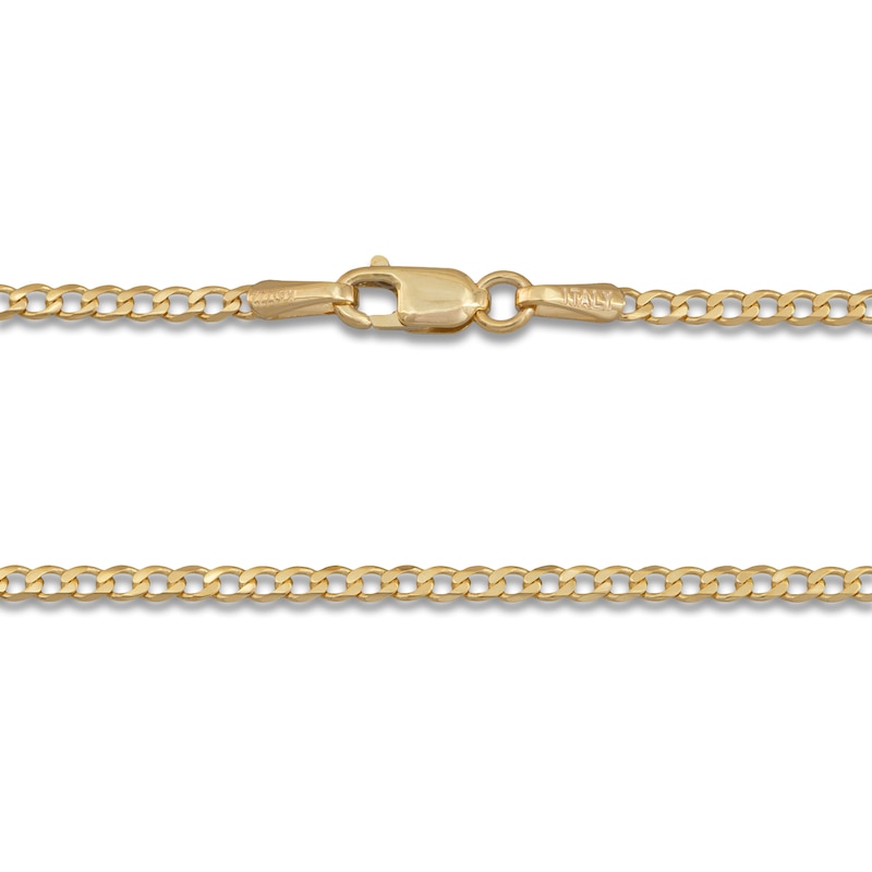 Main Image 3 of Diamond-Cut Curb Chain 2mm Solid 10K Yellow Gold 20"