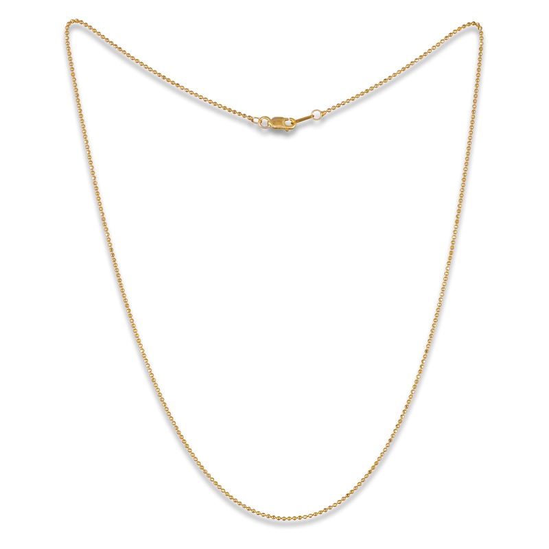 Main Image 1 of Diamond-Cut Bead Chain Necklace 1mm Solid 10K Yellow Gold 18"