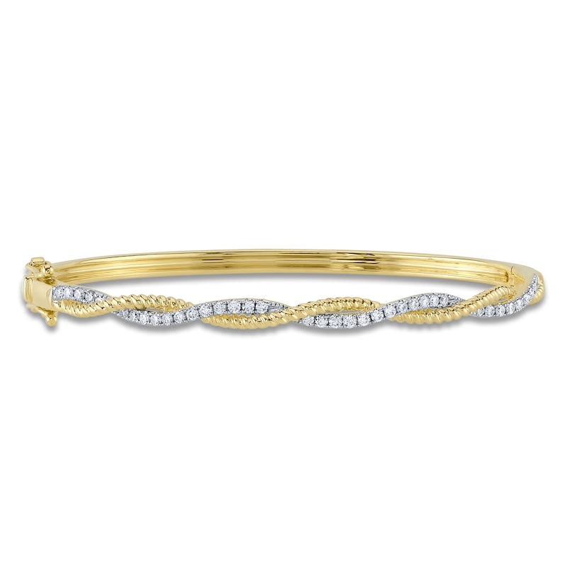 Main Image 1 of Shy Creation Diamond Rope Twist Bangle Bracelet 1/2 ct tw 14K Yellow Gold SC55025550RDZS