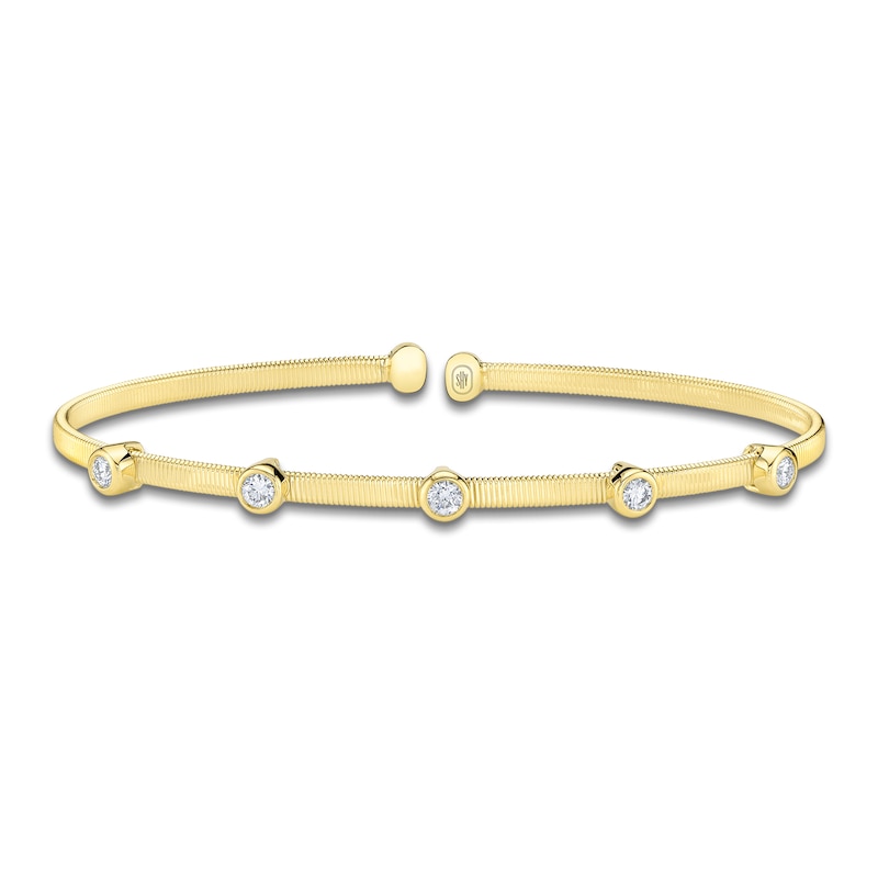Main Image 1 of Shy Creation Bezel-Set Diamond Station Bangle Bracelet 1/3 ct tw 14K Yellow Gold