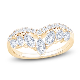 Marquise & Round-Cut Lab-Grown Diamond Contour Anniversary Ring 1 ct tw 14K Yellow Gold