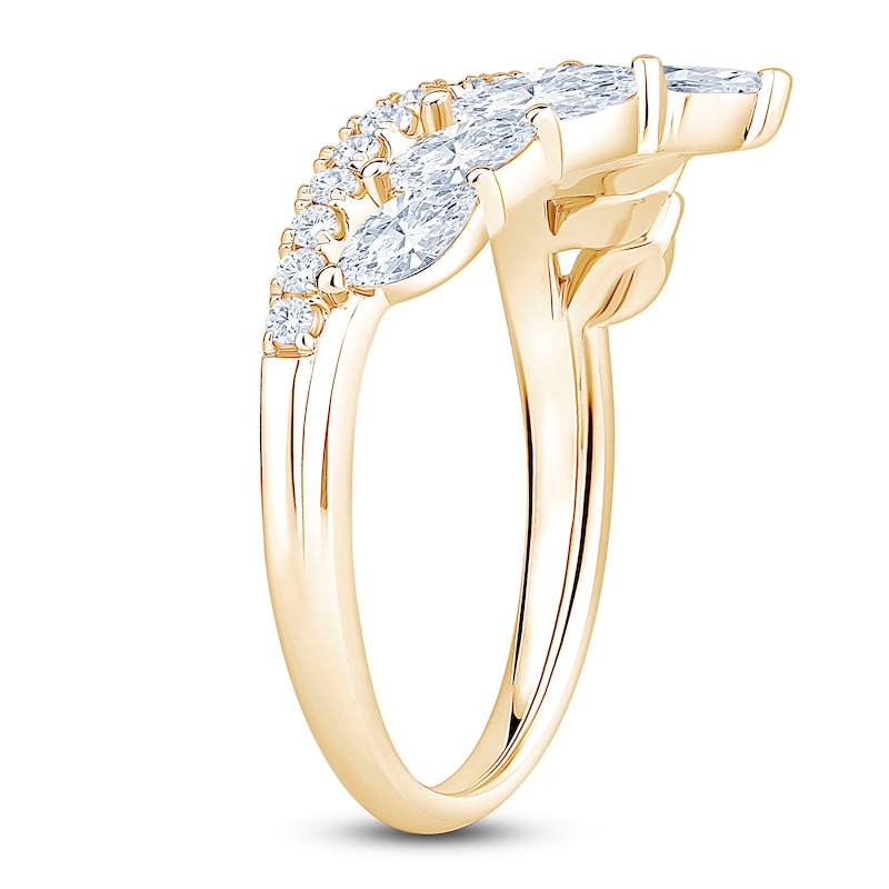 Main Image 2 of Marquise & Round-Cut Lab-Grown Diamond Contour Anniversary Ring 1 ct tw 14K Yellow Gold