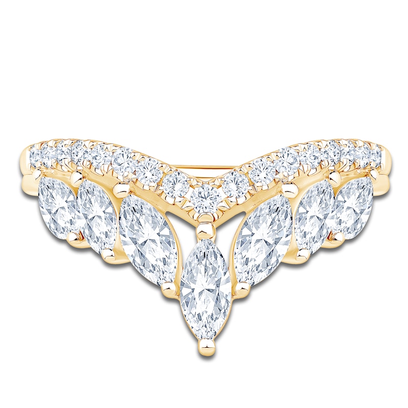 Main Image 3 of Marquise & Round-Cut Lab-Grown Diamond Contour Anniversary Ring 1 ct tw 14K Yellow Gold