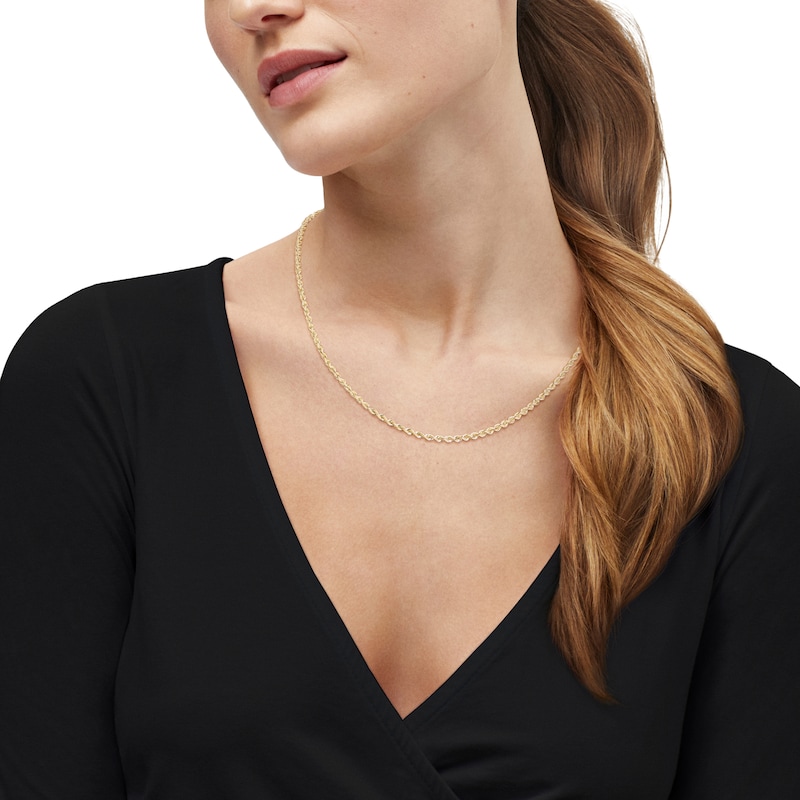 Main Image 4 of Silk Rope Chain Necklace 2.5mm Solid 14K Yellow Gold 18"