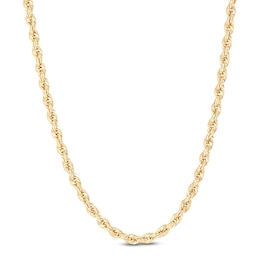 Glitter Rope Chain Necklace 3mm Semi-Solid 10K Yellow Gold 24"