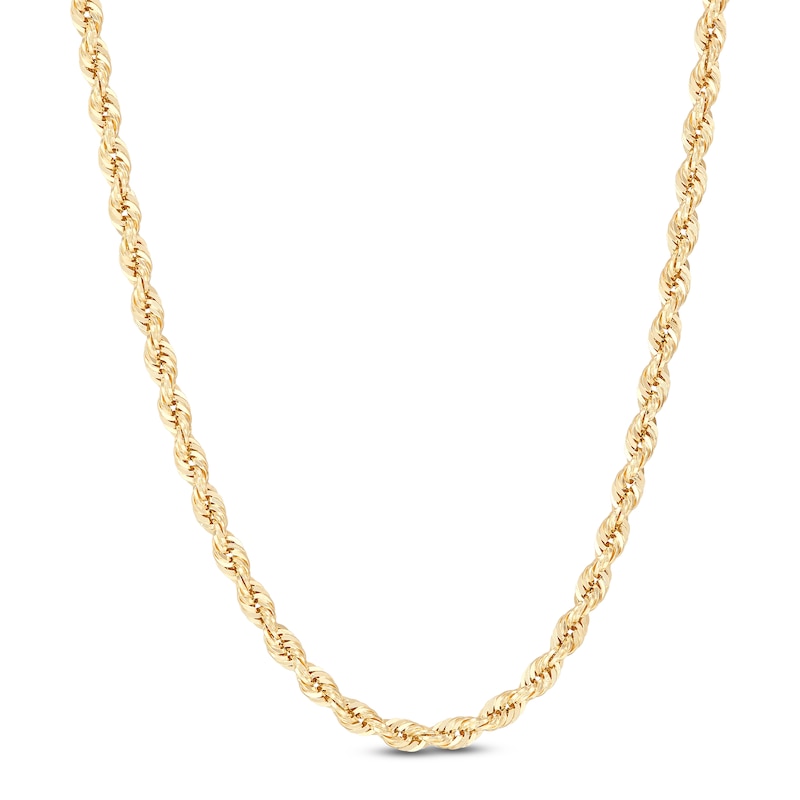 Main Image 1 of Glitter Rope Chain Necklace 3mm Semi-Solid 10K Yellow Gold 24"