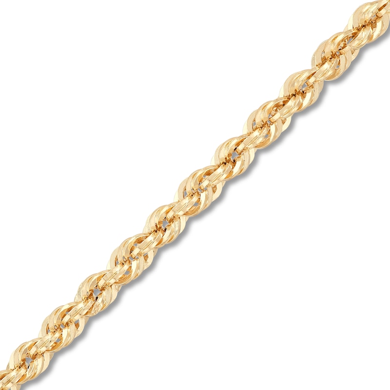 Main Image 3 of Glitter Rope Chain Necklace 3mm Semi-Solid 10K Yellow Gold 24"