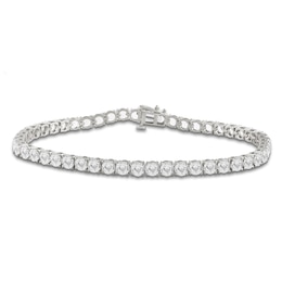 Men's White Lab-Created Sapphire 4mm Tennis Bracelet Sterling Silver 8.5"