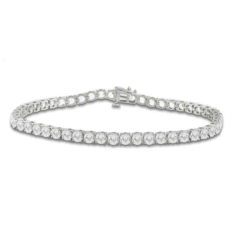 Main Image 1 of Men's White Lab-Created Sapphire 4mm Tennis Bracelet Sterling Silver 8.5"