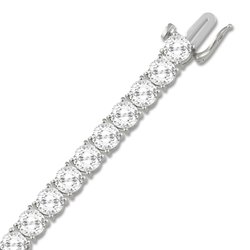 Main Image 2 of Men's White Lab-Created Sapphire 4mm Tennis Bracelet Sterling Silver 8.5"