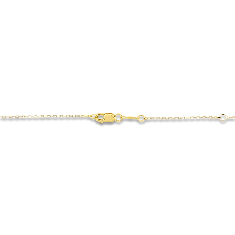Main Image 3 of Button Cultured Pearl & Lab-Grown Diamond Halo Necklace 1/3 ct tw 14K Yellow Gold 18"
