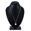 Thumbnail Image 4 of Button Cultured Pearl & Lab-Grown Diamond Halo Necklace 1/3 ct tw 14K Yellow Gold 18"