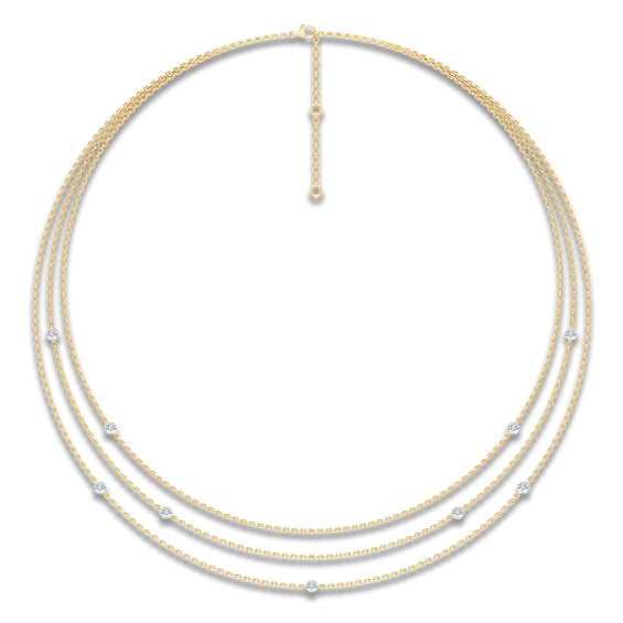Jared Signature Collection Lab-Grown Diamond Layered Station Necklace 1-5/8 ct tw 14K Yellow Gold 20"