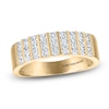 Thumbnail Image 1 of Vera Wang VOW Men's Square-Cut Lab-Grown Multi-Row Wedding Band 1 1/5 ct tw 14K Yellow Gold