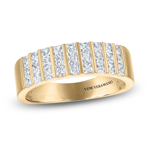 Vera Wang VOW Men's Square-Cut Lab-Grown Multi-Row Wedding Band 1 1/5 ct tw 14K Yellow Gold