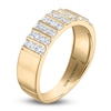 Thumbnail Image 2 of Vera Wang VOW Men's Square-Cut Lab-Grown Multi-Row Wedding Band 1 1/5 ct tw 14K Yellow Gold
