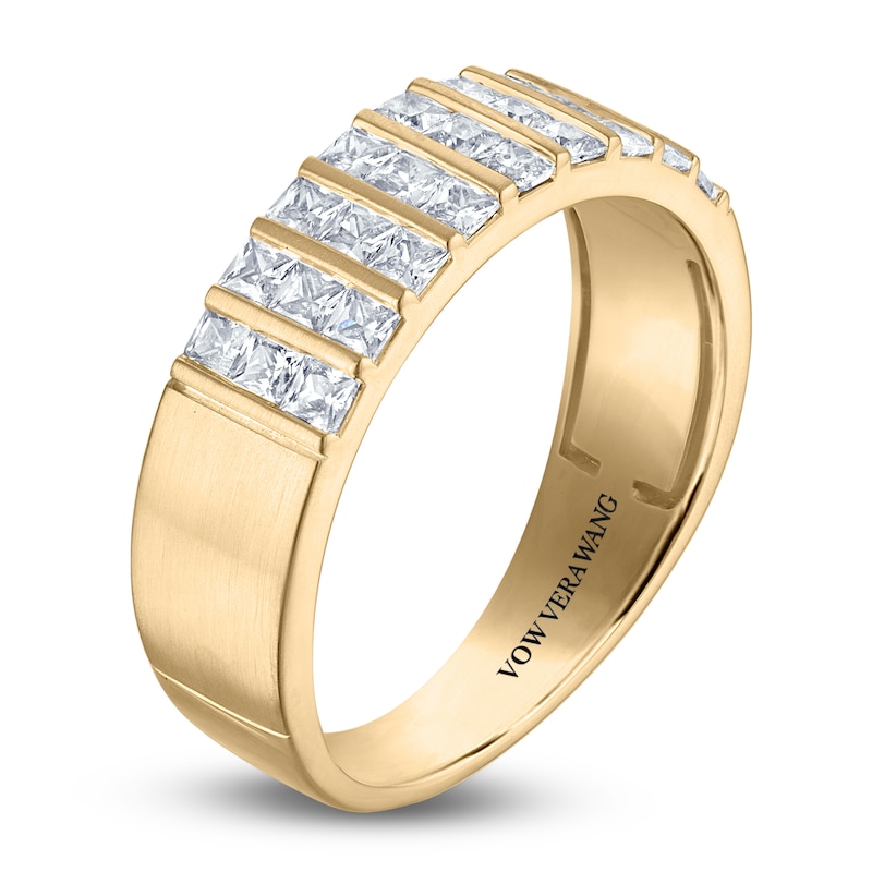 Main Image 2 of Vera Wang VOW Men's Square-Cut Lab-Grown Multi-Row Wedding Band 1 1/5 ct tw 14K Yellow Gold
