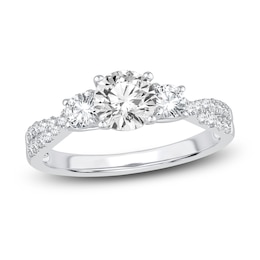 Diamond 3-Stone Engagement Ring 1-1/4 ct tw Round 14K White Gold