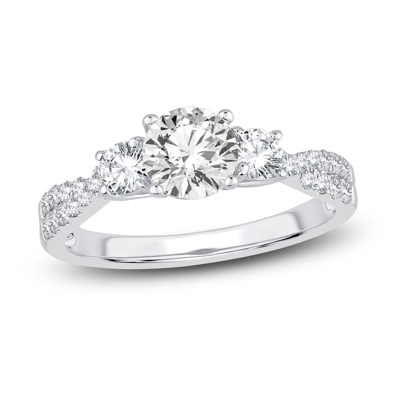 Main Image 1 of Diamond 3-Stone Engagement Ring 1-1/4 ct tw Round 14K White Gold