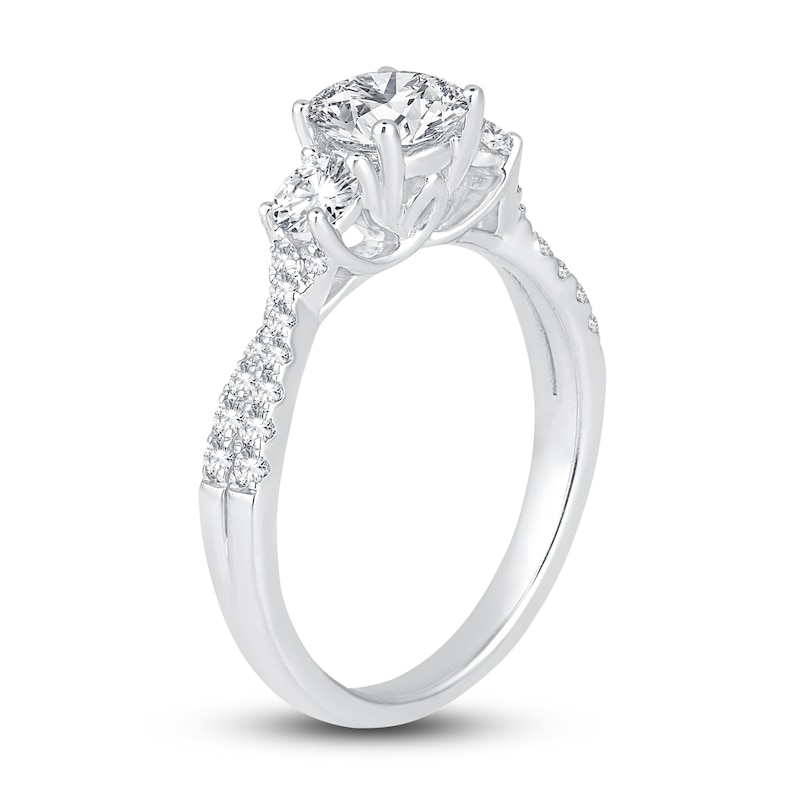 Main Image 2 of Diamond 3-Stone Engagement Ring 1-1/4 ct tw Round 14K White Gold