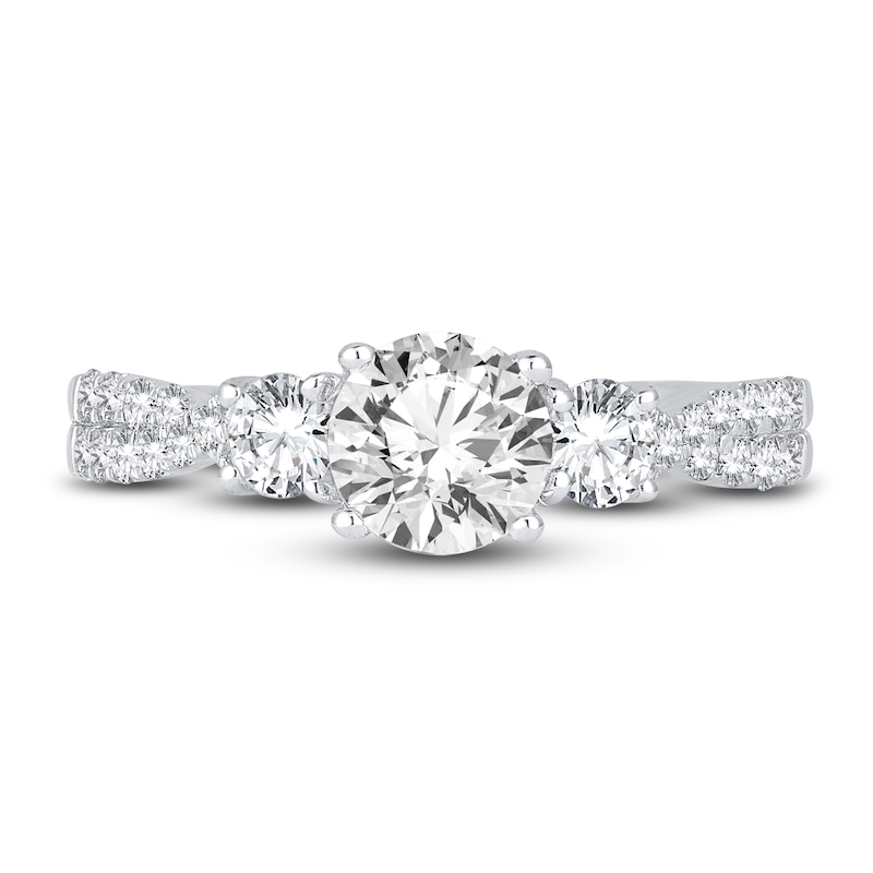 Main Image 3 of Diamond 3-Stone Engagement Ring 1-1/4 ct tw Round 14K White Gold